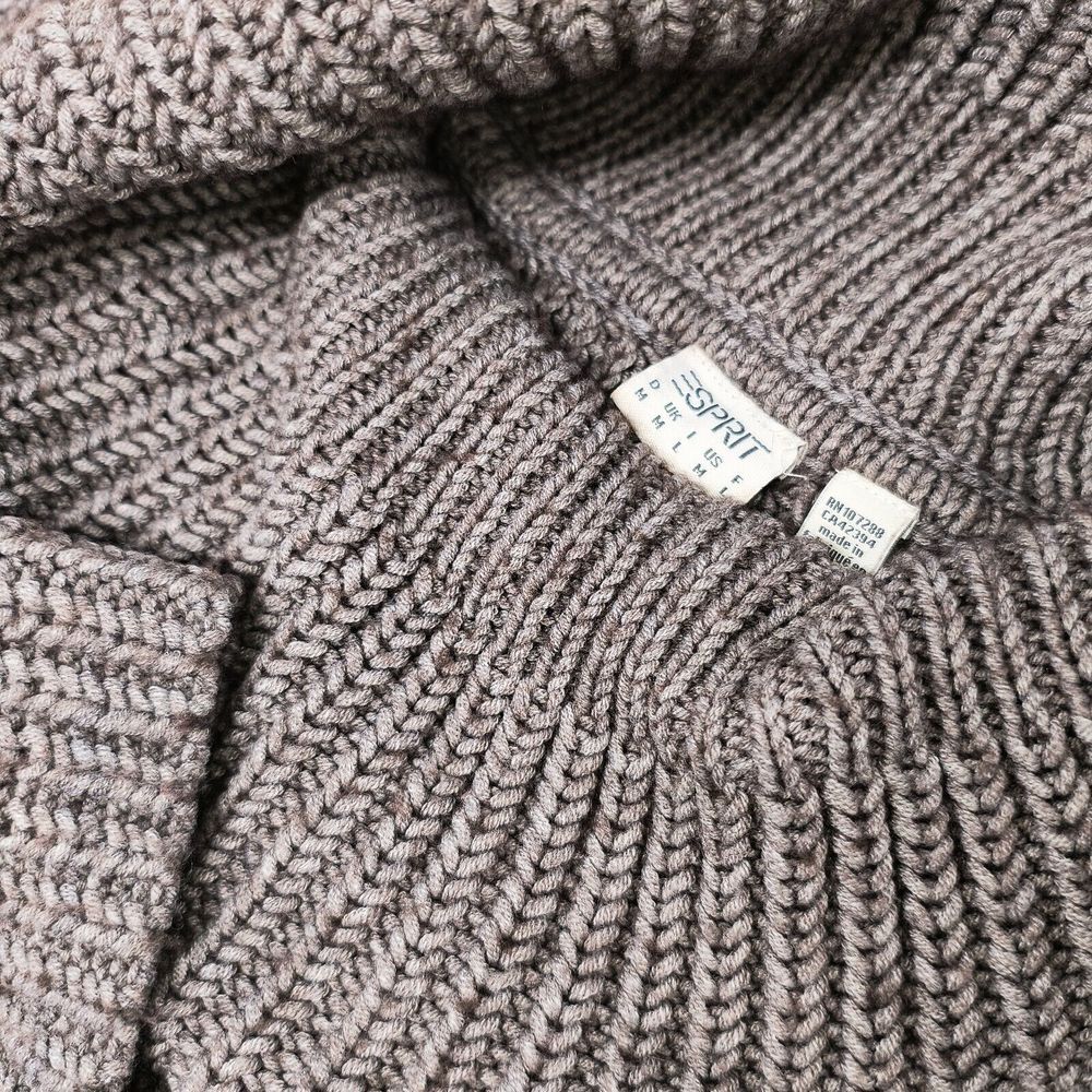 Esprit Sweater Women's Medium Brown Acrylic Wool Angora Knit Turtleneck Pullover
